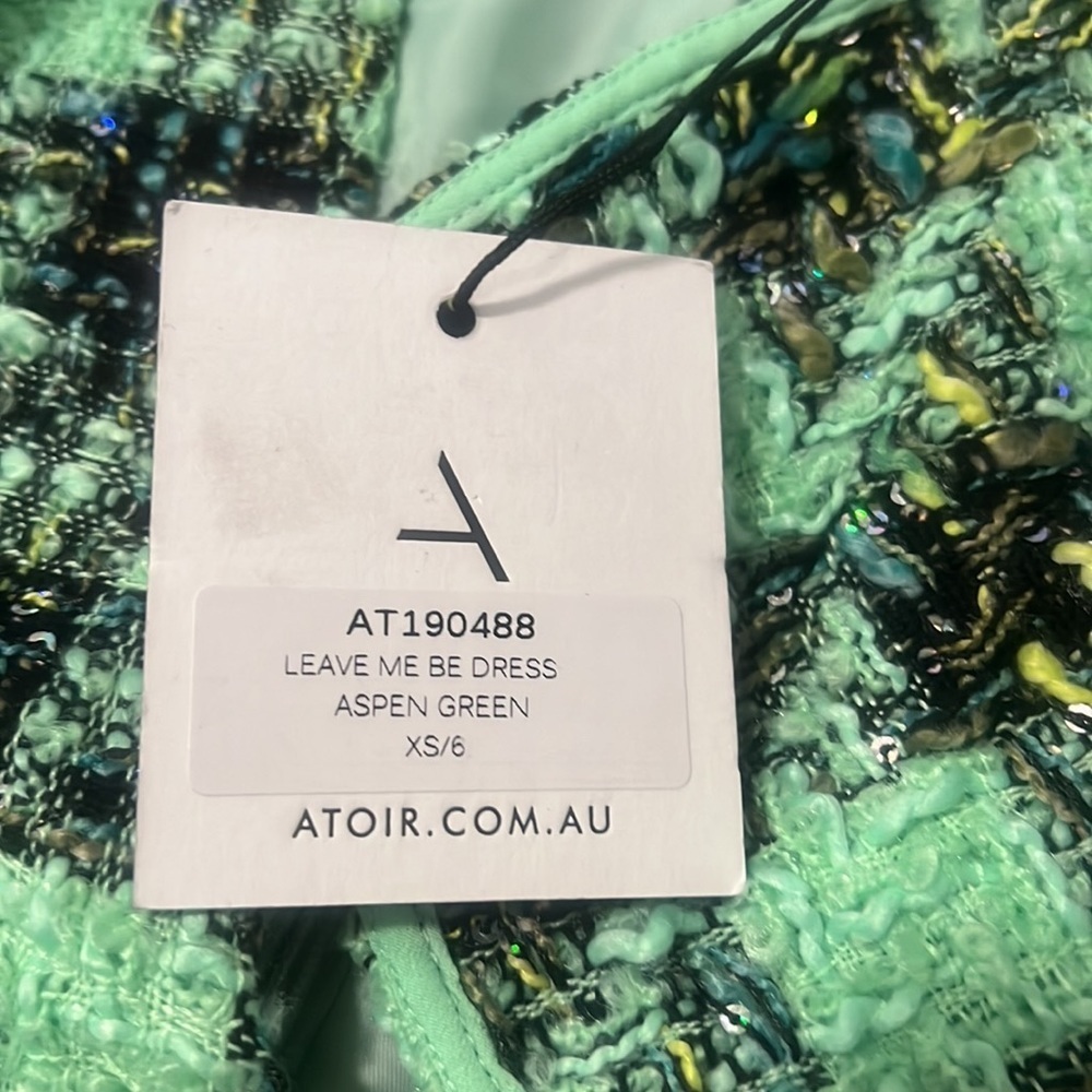 Atoir Leave Me Be Dress Aspen Green Plaid Tweed Mini Dress XS NWT Ruffle - Picture 6 of 7